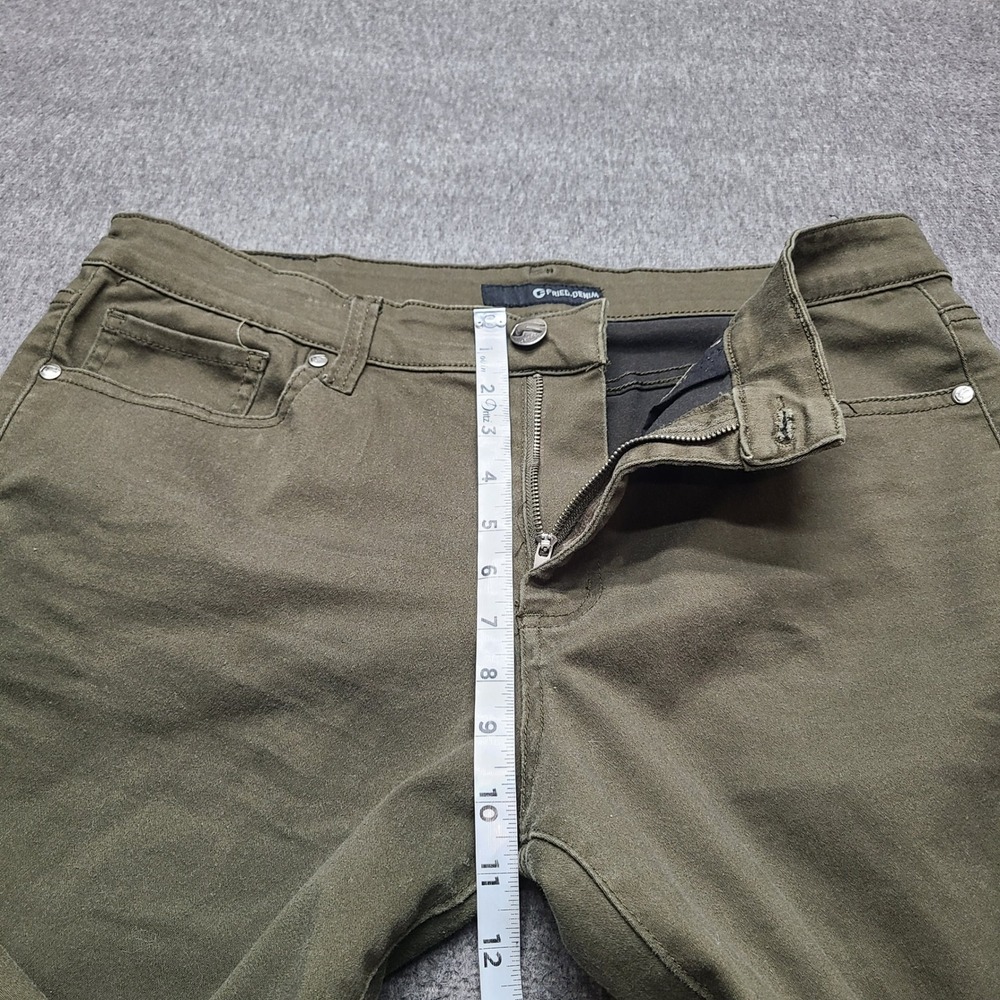 Fried Denim Slim Pants Mens 36x32 Olive Green Excellent Moto Ribbed Pockets - Picture 3 of 7